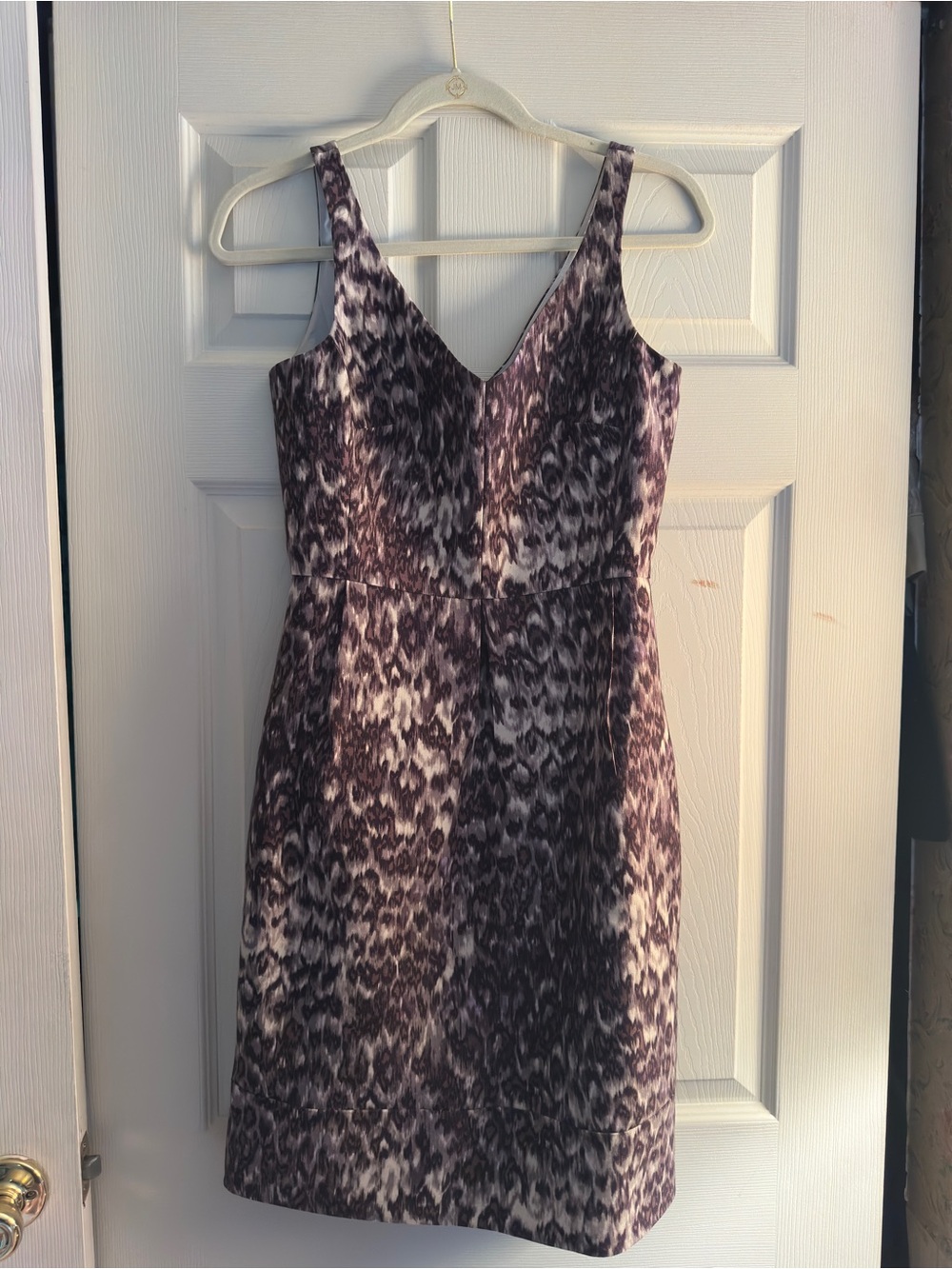 J. Crew Purple Leopard Print Sleeveless V-Neck Mini Dress